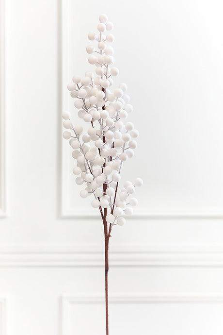 33" White Flocked Berry Spray