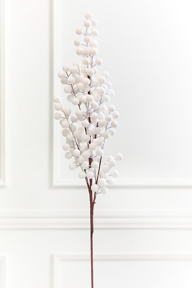 33" White Flocked Berry Spray