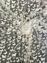 3D Butterflies White Polyester Fabric - White Butterflies, 54" Width