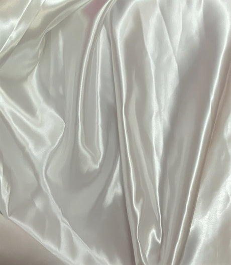 White Bridal Satin Polyester Fabric - White, 58"-60" Width (1 Yard)
