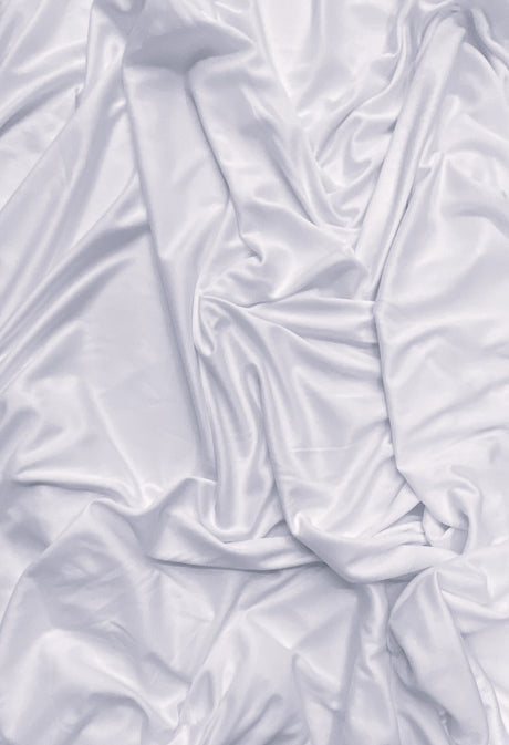 Stretch Lining Polyester Fabric - White, Matte Soft, 60" Width (1 Yard)