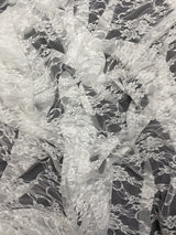 White 4-Way Floral Stretch Lace Fabric - Shimmery Floral Lace, White, 58/60" Width (1 Yard)