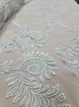 Beaded Bridal Lace Fabric Off White