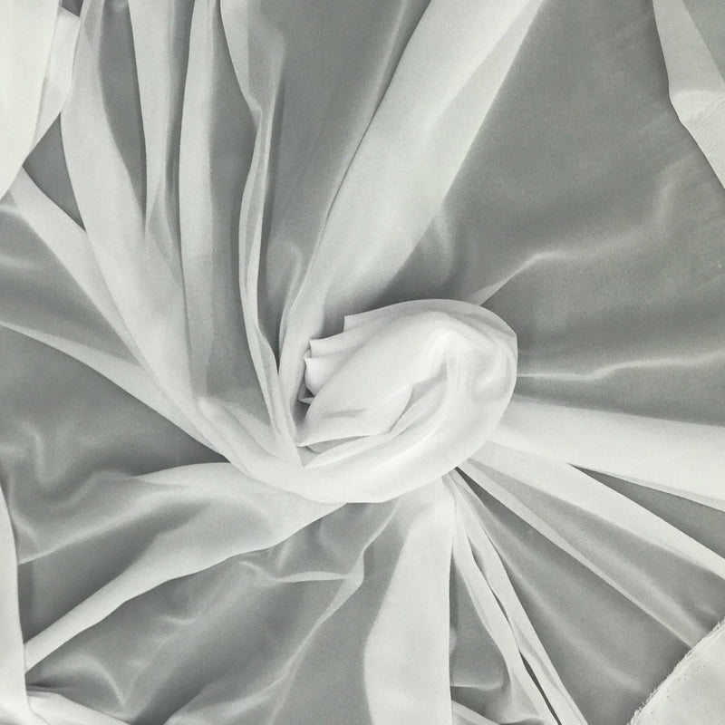 White Chiffon Polyester Fabric - White Sheer, 59"-60" Width (1 Yard)