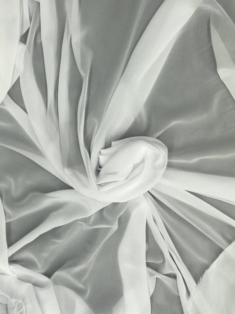 White Chiffon Polyester Fabric - White Sheer, 59"-60" Width (1 Yard)