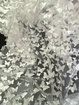 3D Butterflies White Polyester Fabric - White Butterflies, 54" Width
