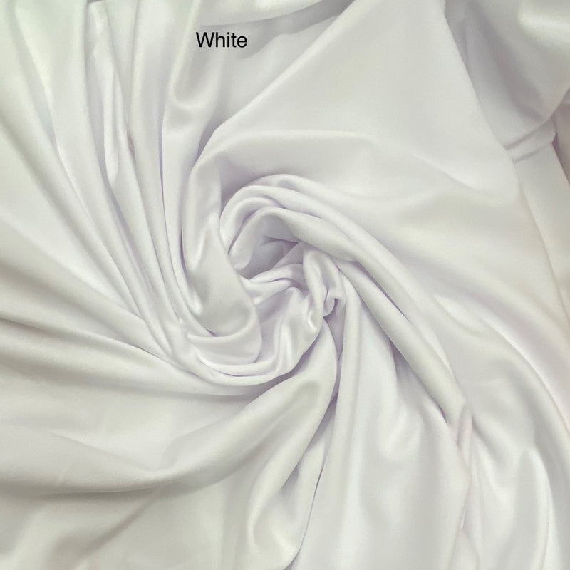 White Scuba Polyester Fabric - White, 59"-60" Width