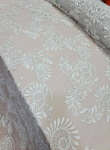 Beaded Bridal Lace Fabric Off White