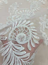 Beaded Bridal Lace Fabric Off White