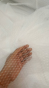 White Tulle Polka Dots Stretch Fabric