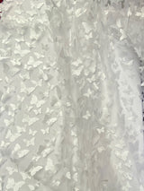 3D Butterflies White Polyester Fabric - White Butterflies, 54" Width