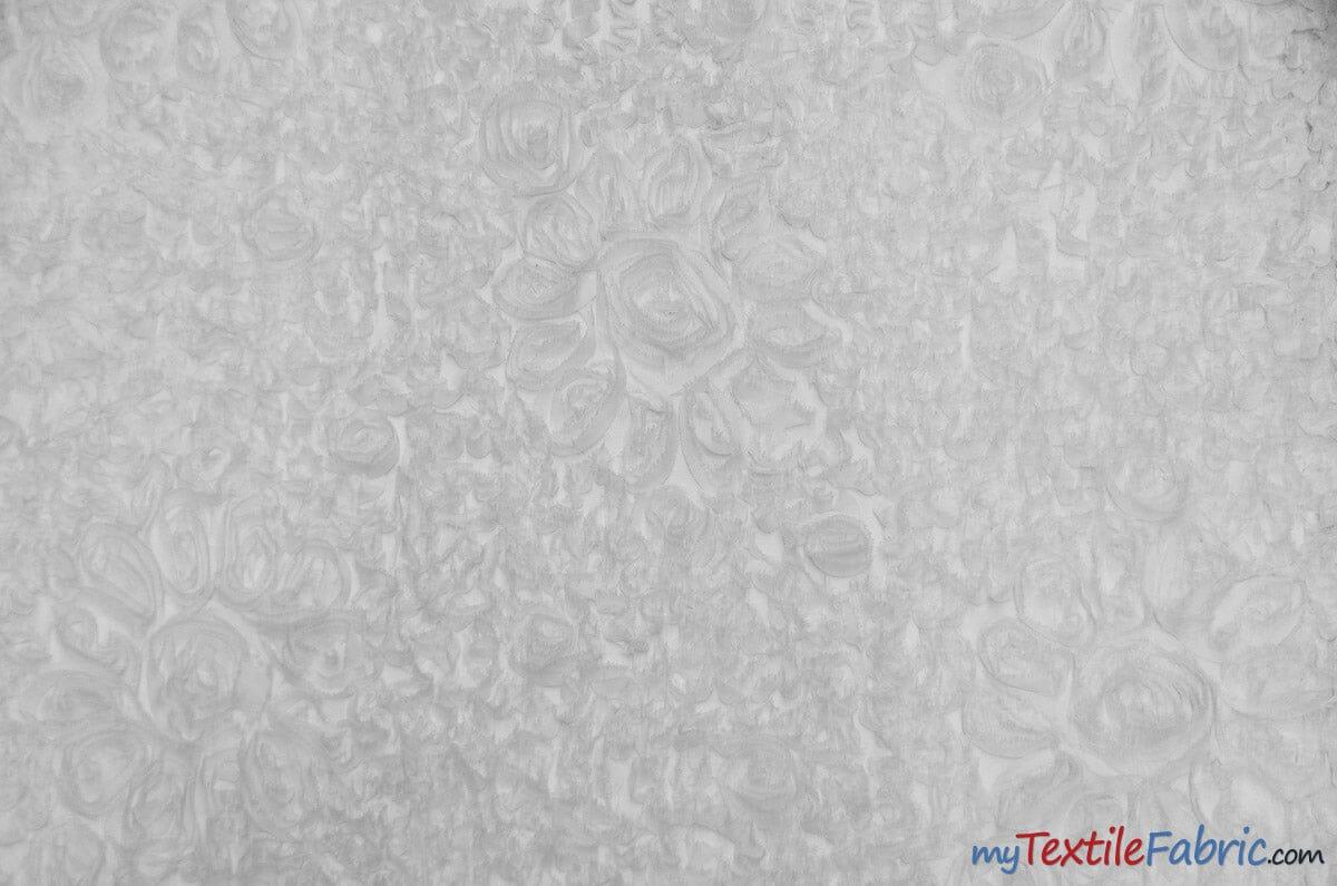 Wedding Bliss 100 Percent Polyester Chiffon Fabric - 3D Floral Embroidery, Semi Sheer, 52" Width, 4 Colors (1 Yard)