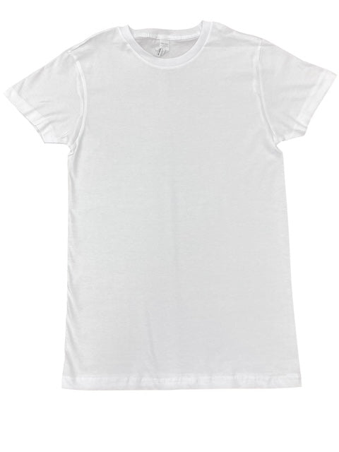 Lucky Friends 1001 100% Cotton Fabric - White, Round Neck T-Shirt, 4.2 Oz, Tubular, No Side Seams (1 Unit)