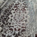 1 yarda de tela de encaje exquisita con cuentas y lentejuelas blanca
