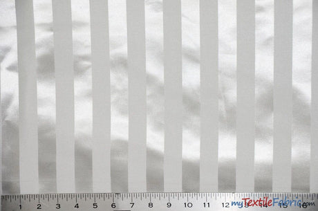 Bridal Satin Stripe Brocade Polyester Fabric - Tone On Tone Stripe, 58/60" Width, 4 Colors Available (1 Yard)