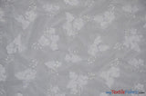 Applique Organza Polyester Fabric - Sheer Leaf Applique, Double Scallop Edge, 50/52" Wide (1 Yard)