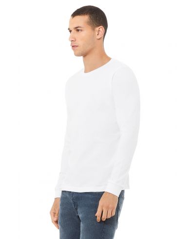 Bella Canvas 3501 Long Sleeve Cotton Fabric - White, Long Sleeve, Crew Neck (1 Piece)