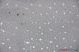 Shooting Star Foil Organza Polyester Fabric - Sheer Silver Metallic Star, 58/60" Width (1 Yard)