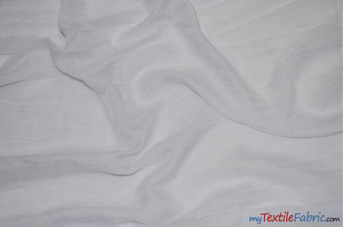IFR Crush Sheer Voile Polyester Fabric - White, Ivory, Champagne, 108" Width (1 Yard)