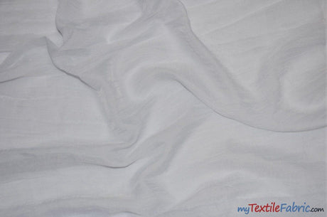 IFR Crush Sheer Voile Polyester Fabric - White, Ivory, Champagne, 108" Width (1 Yard)