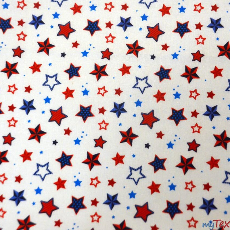 White Star 100 Percent Cotton Fabric - White Star Print, 60" Width (Yards)