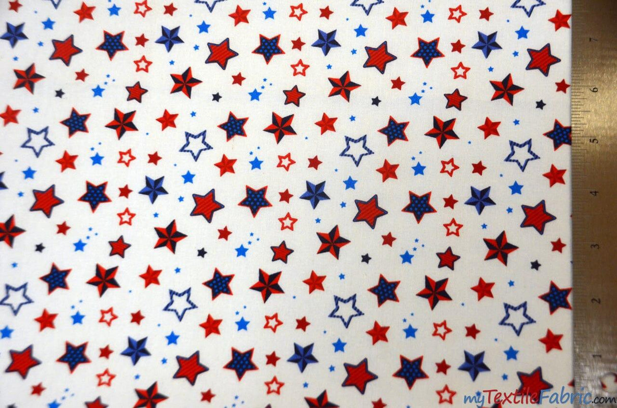 White Star 100 Percent Cotton Fabric - White Star Print, 60" Width (Yards)