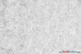 Rosette Satin Polyester Fabric - 3D Satin Floral Embroidery, 52/54" Width (Yards, Bolts, Sample Swatch)