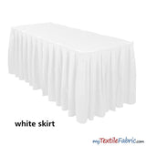 Polyester Table Skirt Fabric - Shirred Skirting, 29" Height, 13.5 Ft Length, Black, White, Ivory (By Piece)