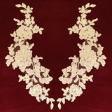 Beaded Corded Floral Lace Applique