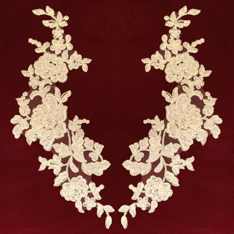 Beaded Corded Floral Lace Applique