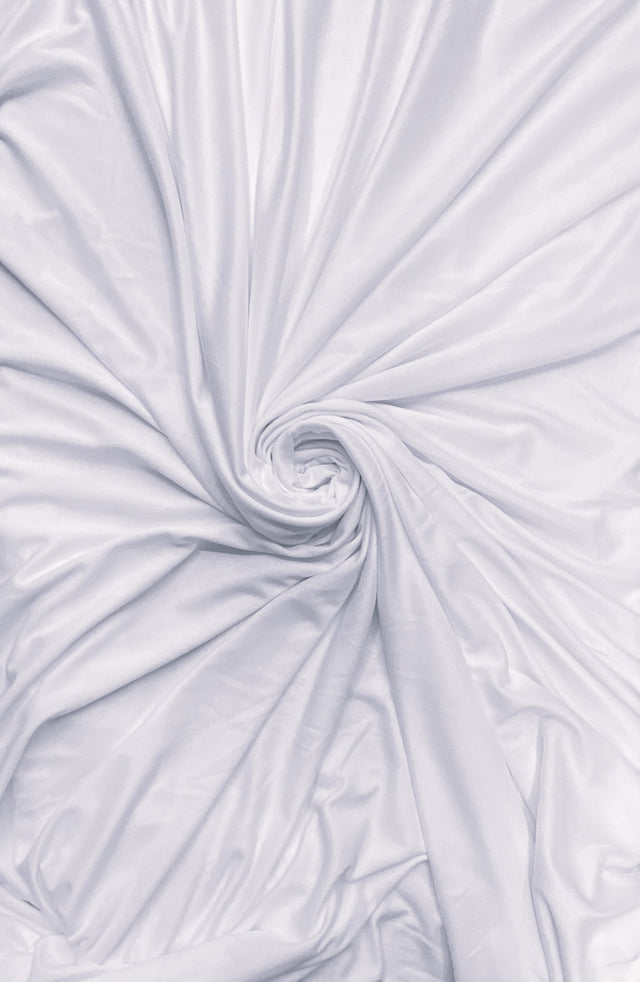 Stretch Lining Polyester Fabric - White, Matte Soft, 60" Width (1 Yard)