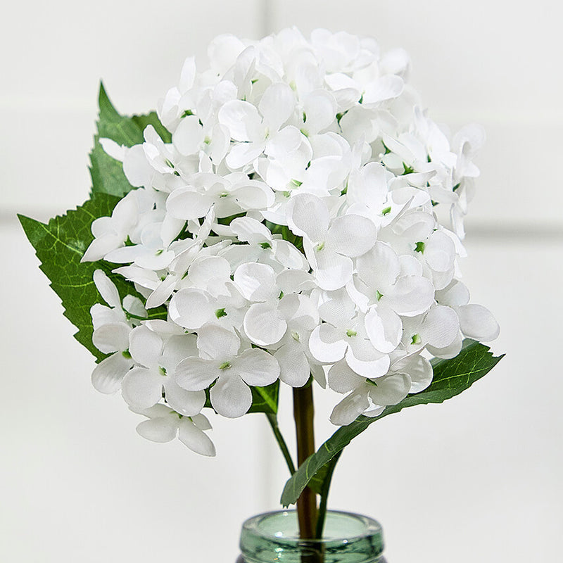 22" Hydrangea Spray – White Elegant Floral Stem