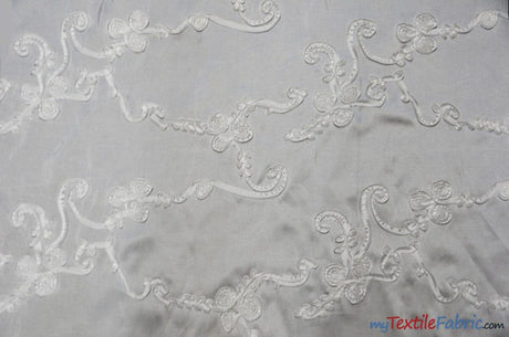 Ribbon Taffeta Polyester Fabric - Embroidered Ribbon Cord, Multiple Colors, 54" Width (1 Yard)