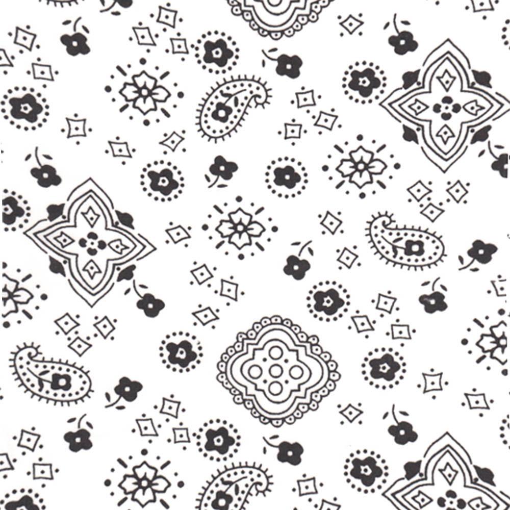 White Paisley Bandana Poly Cotton Fabric,