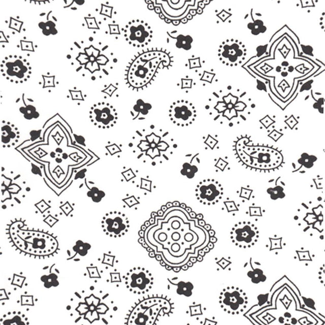 White Paisley Bandana Poly Cotton Fabric,