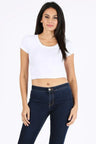 Lucky Fitted Crop Top Cotton Spandex Fabric - White, Short Sleeve Stretch Crop Top (1 Piece)