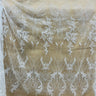 1 Yard Silver Beaded & Sequined Embroidered Lace Fabric on Polyester Mesh, 52" Wide,