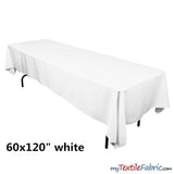 Banquet Polyester Tablecloth - Ivory, White, Black, 60" X 120" (By Piece)