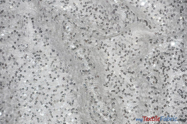 Spider Web Sequins Polyester Fabric - Metallic Web Sequins, Sheer, 54" Wide (1 Yard)