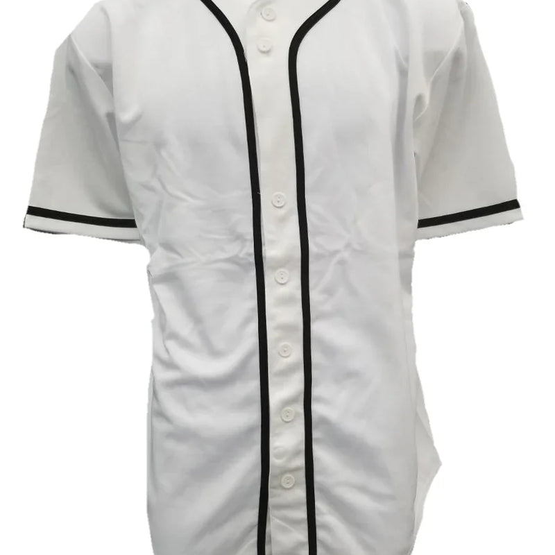 Baseball Jersey 100 Percent Polyester Fabric - White Button Down, Comfortable Fit (1 Piece)
