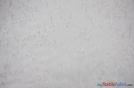 Fantasia Sheer Organza Embroidery Fabric - Embroidered Floral Sheer, 54" Width, Multiple Colors (1 Yard)
