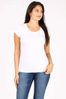 Rosio Cotton Spandex T-Shirt - White, Round Neck, Short Sleeve (1 Unit)