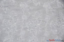 Luxury Organza Embroidery Polyester Fabric - Sheer Ribbon Embroidery, 54" Width, Multiple Colors (1 Yard)