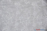 Luxury Organza Embroidery Polyester Fabric - Sheer Ribbon Embroidery, 54" Width, Multiple Colors (1 Yard)