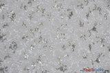 Luxury Mesh Embroidery Polyester Fabric - Embroidered Floral Mesh, 54" Width, Champagne (1 Yard)