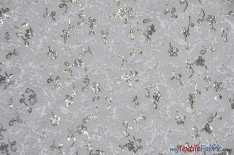 Luxury Mesh Embroidery Polyester Fabric - Embroidered Floral Mesh, 54" Width, Champagne (1 Yard)