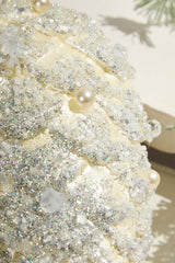 11" Pinecone Ornament with Jewel - Cream