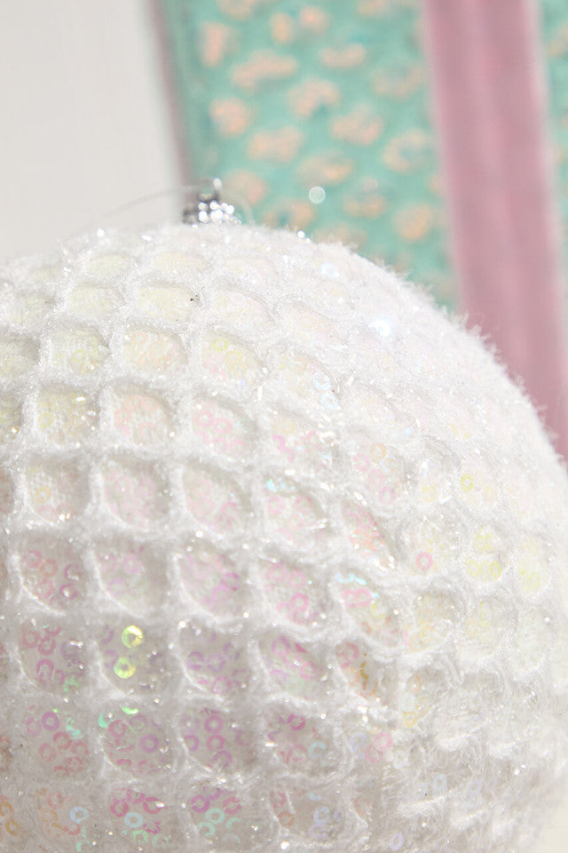 White Mesh Ball Ornament 6 Inch Iridescent Winter Christmas Decor