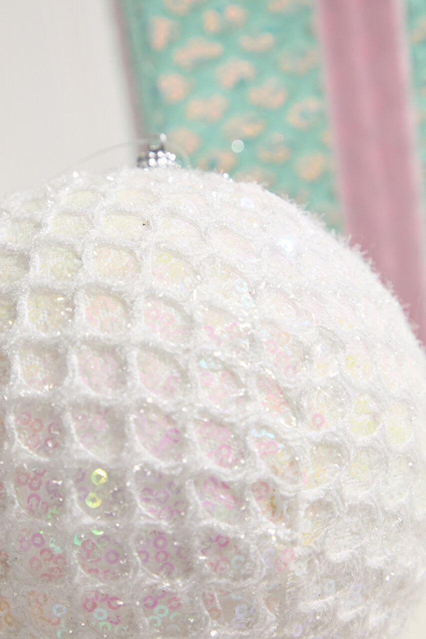 6" Mesh Ball Ornament - White