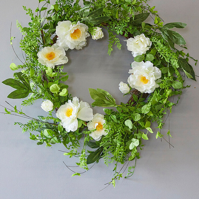 24 Inch Yellow Mixed Gerbera Daisy Wreath Decorative Spring Summer Floral Door Wall Wreath